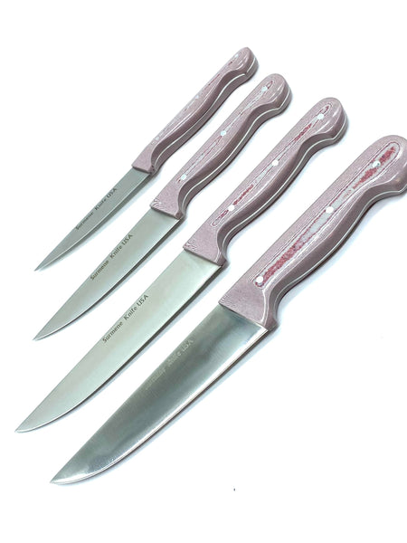 SURMENE 4-Piece Stainless Steel Handmade Werzalit Handle Kitchen Knife Set