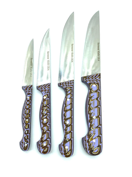 SURMENE 4-Piece Stainless Steel Handmade Werzalit Handle Kitchen Knife Set