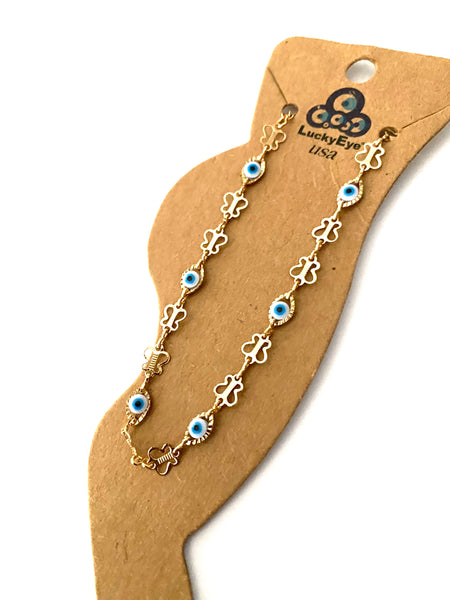 Evil Eye Butter Fly Anklets  #2410